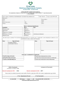 Medicina e Segurança do Trabalho 
66 3212-4700 – 66 3212-4735 
 
ATESTADO DE SAÚDE OCUPACIONAL