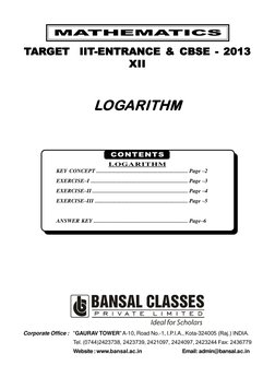 LOGARITHM
CONTENTS
LOGARITHM
KEY CONCEPT .................................................................. Page –2
EXERCISE–