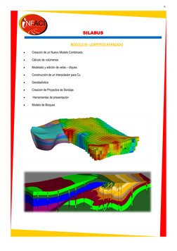 5 
MODULO III– LEAPFROG AVANZADO 
 
 
Creación de un Nuevo Modelo Combinado 
 
Cálculo de volúmenes 
 
Modelado y edición