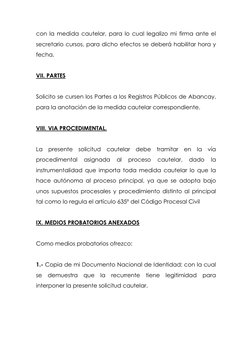 con la medida cautelar, para lo cual legalizo mi firma ante el 
secretario cursos, para dicho efectos se deberá habilitar hor