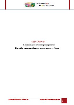 RESPONSABILIDAD SOCIAL VI                                  TEMA: INCLUSION EDUCATIVA     
2
