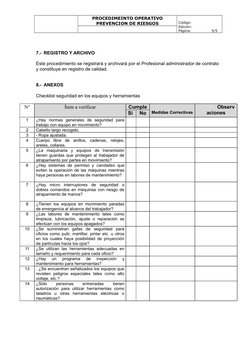 PROCEDIMEINTO OPERATIVO
PREVENCION DE RIESGOS
Código:   
Edición:                 
Página:                 5/5
7.- REGISTRO Y