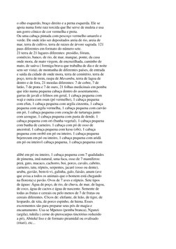 o olho esquerdo, braço direito e a perna esquerda. Ele se 
apoia numa forte raiz torcida que lhe serve de muleta e usa 
um go