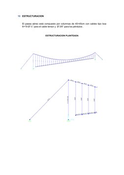 10
ESTRUCTURACION 
El pasea aéreo está compuesto por columnas de 45×45cm con cables tipo boa
6×19 Ø ½’’ para el cable tensor
