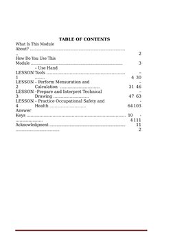 TABLE OF CONTENTS
What Is This Module 
About? ...............................................................................