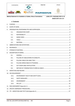 Cable Installation Method Statement | PDF | Cable | Electrical Wiring