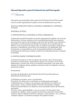 Manual de Pastoral Juvenil Parroquial | PDF | Juventud | Iglesia Católica