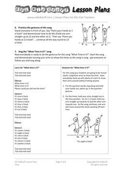 www.eslkidstuff.com | Lesson Plans for ESL Kids Teachers 
 
 
ESL KidStuff Lesson Plan: 
Time 
Page 4 of 6 
Copyright ESL K