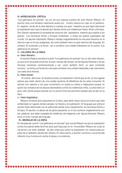 IV.-APRECIACIÓN  CRÍTICA 
"Los gallinazos sin plumas"  es uno de sus mejores cuentos de Julio Ramón Ribeyro. El 
escritor toc