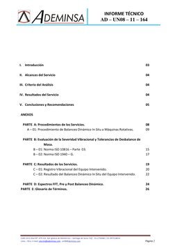 INFORME TÉCNICO 
AD – UN08 – 11 – 164 
 
Calle Cerro Azul Nº. 479 Urb. San Ignacio de Monterrico – Santiago de Surco Telf.