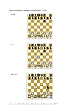 How to read and Write Chess Notation  © Scott Stringer - North Canterbury Chess 2006 
Here is an example of notation from the