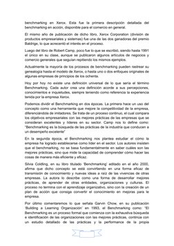 benchmarking  en  Xerox.  Esta  fue  la  primera  descripción  detallada  del
benchmarking en acción, disponible para el come