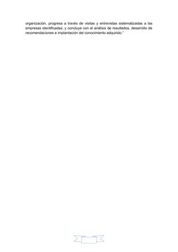 organización, progresa a través de visitas y entrevistas sistematizadas a las
empresas identificadas, y concluye con el análi