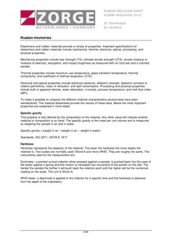 6/20 
RUBBER PROPERTIES 
 
Elastomers and rubber materials provide a variety of properties. Important specifications