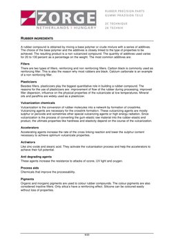 9/20 
RUBBER INGREDIENTS 
 
A rubber compound is obtained by mixing a base polymer or crude mixture with a series of