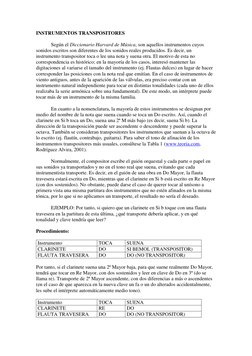 INSTRUMENTOS TRANSPOSITORES 
 
Según el Diccionario Harvard de Música, son aquellos instrumentos cuyos 
sonidos escritos son
