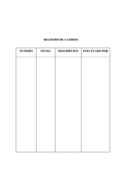 REGISTRO DE CAMBIOS 
 
 
 
NUMERO 
 
FECHA 
 
DESCRIPCION 
 
EFECTUADO POR