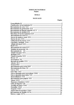 INDICE DE MATERIAS 
Pagina 
 
TEMA I 
 
MANUALES