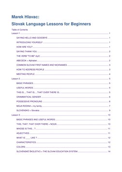Slovak Language Lessons for Beginners | PDF | Grammatical Gender ...