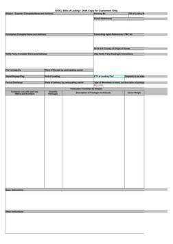 Bl Copy Draft Bill of Lading Template | PDF