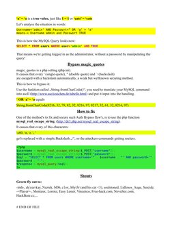 ‘a’ = ‘a is a true value, just like 1 = 1 or ‘cats’ = ‘cats
Let's analyse the situation in words:
Username=’admin’ AND Passwo
