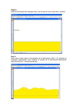 PASO 2:
Utilice la herramienta del rectángulo (M) y cree la base de color verde claro o amarillo.
Pasó 3
Para crear la base u