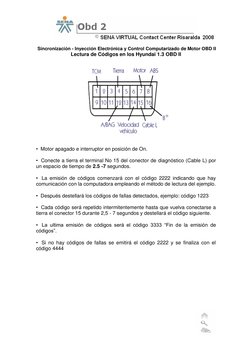 Sincronización - Inyección Electrónica y Control Computarizado de Motor OBD II 
 
 
Lectura de