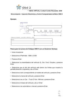 Sincronización - Inyección Electrónica y Control Computarizado de Motor OBD II 
 
 
 
Ejemplo: