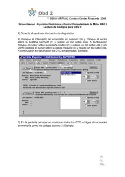 Sincronización - Inyección Electrónica y Control Computarizado de Motor OBD II 
 
 
Lectura de