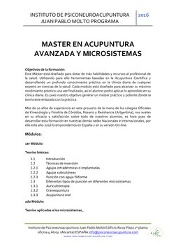 INSTITUTO DE PSICONEUROACUPUNTURA 
JUAN PABLO MOLTO PROGRAMA 
2016 
 
Instituto de Psiconeuroacupuntura Juan Pablo Moltó Edif