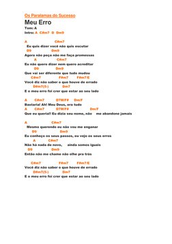 Os Paralamas do Sucesso 
Meu Erro 
Tom: A 
Intro: A  C#m7  D  Dm9 
 
A                          C#m7 
  Eu quis dizer você