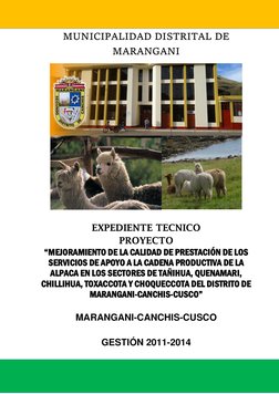 MUNICIPALIDAD DISTRITAL DE MARANGANI 
 
“Mejoramiento de la calidad de prestación de los servicios de apoyo a la cadena produ