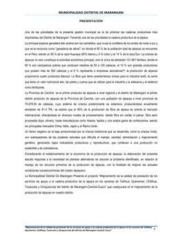 MUNICIPALIDAD DISTRITAL DE MARANGANI 
 
“Mejoramiento de la calidad de prestación de los servicios de apoyo a la cadena pro