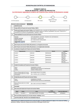 MUNICIPALIDAD DISTRITAL DE MARANGANI 
 
“Mejoramiento de la calidad de prestación de los servicios de apoyo a la cadena pro
