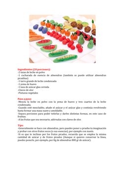 Ingredientes (20 porciones):
-2 tazas de leche en polvo
-1  cucharada  de  esencia  de  almendras  (tambieén se  puede  utili