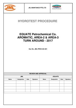 HYDROTEST PROCEDURE 
 
 
 
 
 
 
EQUATE Petrochemical Co.                         
AROMATIC, ARE