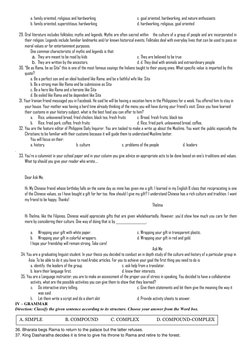 a. family oriented, religious and hardworking 
 
 
c. goal oriented, hardworking, and nature enthusiasts 
b. family oriented,