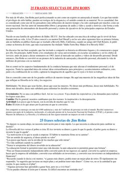 25 FRASES SELECTAS DE JIM ROHN 
AUTOR REDACCIÓN JUNIO 19, 2015DESTACADOS, TIPS 
Por más de 40 años, Jim Rohn pasó perfecciona