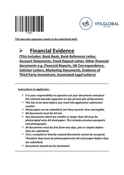 This barcode separator needs to be submitted with:   
 
 
Financial Evidence 
(This includes: Bank Book, Bank Refere