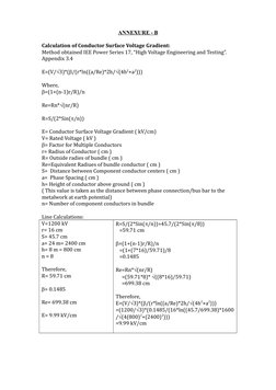 ANNEXURE - B
Calculation of Conductor Surface Voltage Gradient:
Method obtained IEE Power Series 17, “High Voltage Engineerin