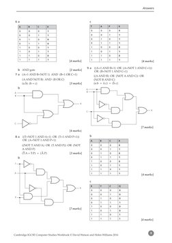 Answers
Cambridge IGCSE Computer Studies Workbook © David Watson and Helen Williams 2016
5
  6	a	
A
B
C
X
0
0
0
1
0
0
1
1
0
1