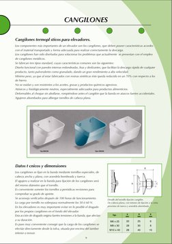 CANGILONES
Los componentes más importantes de un elevador son los cangilones, que deben poseer características acordes
con el