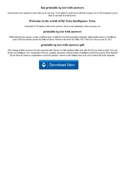 Printable IQ Test with Answers PDF | PDF | Intelligence Quotient | Test ...