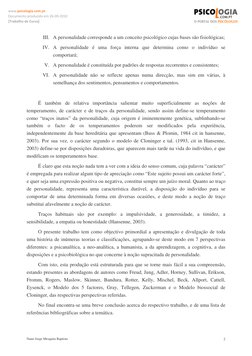 Nuno Jorge Mesquita Baptista 
2
www.psicologia.com.pt 
Documento produzido em 26‐09‐2010 
[Trabalho de Curso] 
III. A perso
