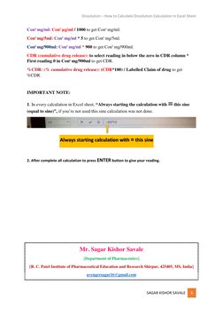 Excel Guide for Dissolution Calculations | PDF | Buffer Solution | Solution