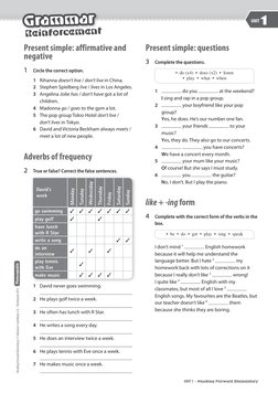 Present simple: affirmative and 
negative
1 	 Circle the correct option.
1 	 Rihanna doesn’t live / don’t live in China.
2