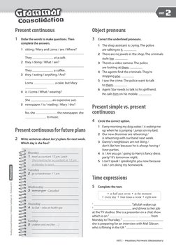 Present continuous
1 	 Order the words to make questions. Then 
complete the answers.
1 	 sitting / Mary and Lorna / are / Wh
