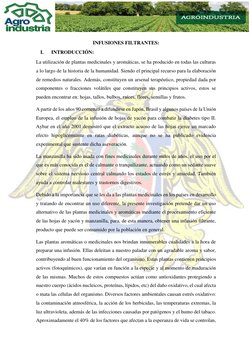 INFUSIONES FILTRANTES: 
I. 
INTRODUCCIÓN: 
La utilización de plantas medicinales y aromáticas, se ha producido en todas l