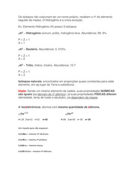 Exercícios sobre Semelhanças Atômicas | PDF | Isótopo | Hidrogênio