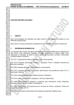PROYECTO DE 
NORMA TÉCNICA COLOMBIANA 
NTC 4159 (Primera actualización) 
DE 096/10 
 
1 de 9 
 
 
 
 
 
 
CAFÉ INSTANTÁNEO (S